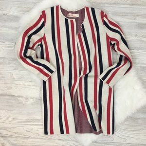 NEW Hanna Andersson Stripe Open Front Cardigan Pockets XS NWT Red Blue